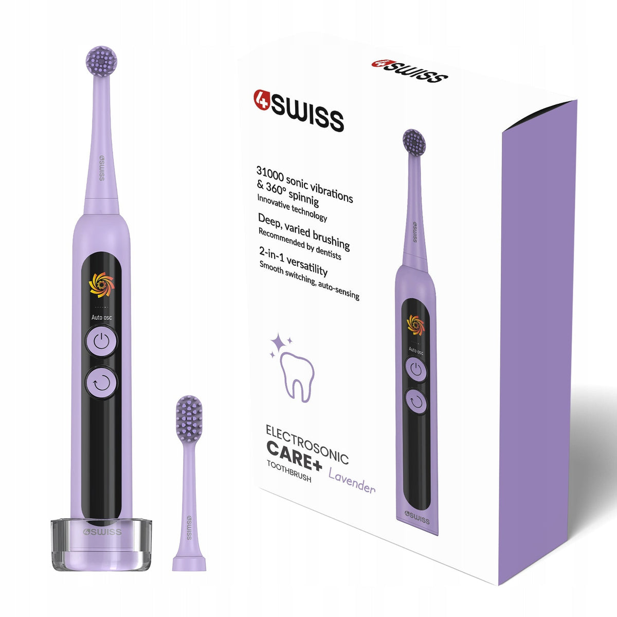 4SWISS ST216 Electrosonic Care+ Lavender Toothbrush | Model 33437