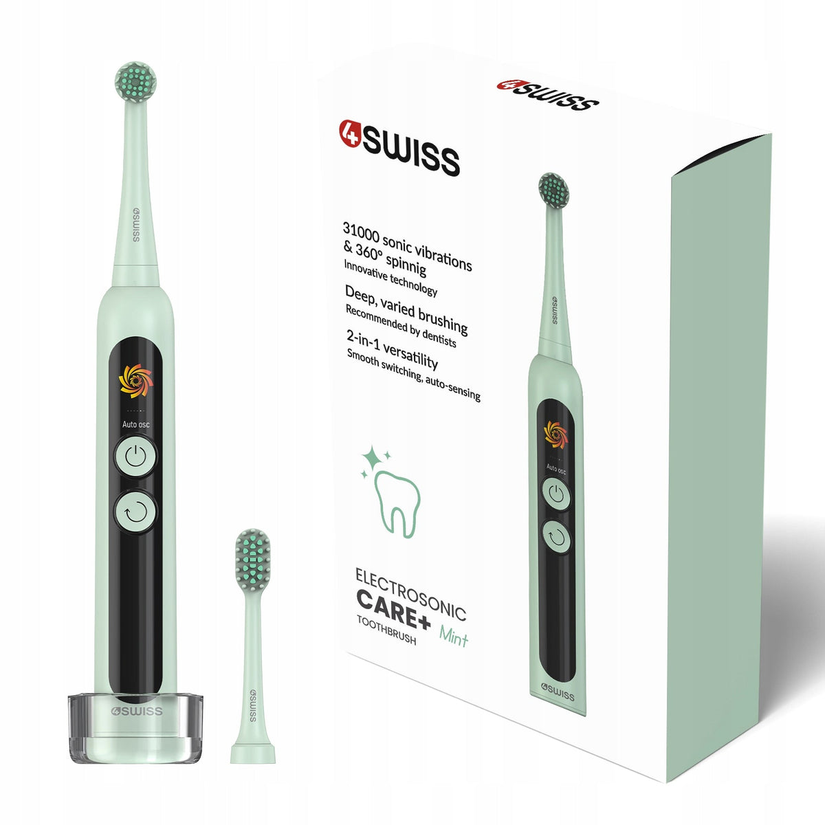 4SWISS ST216 Electrosonic Care+ Minty Toothbrush | Model 51932