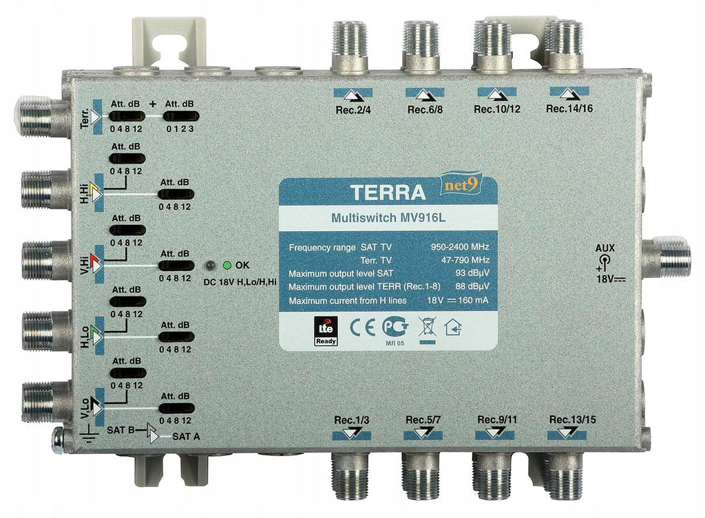Terra Multiswitch 16942 - 9 Inputs, 16 Outputs, 1060 g, 32x262x191mm