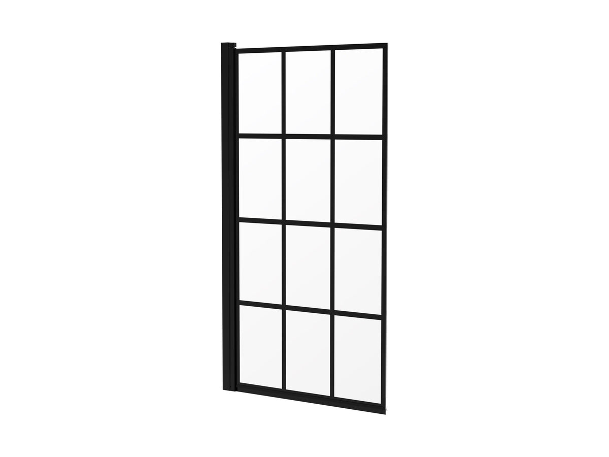 Jasmin Bathtub Screen 80x140 cm - Black Grid - Chrome Profile - KTJ N72P