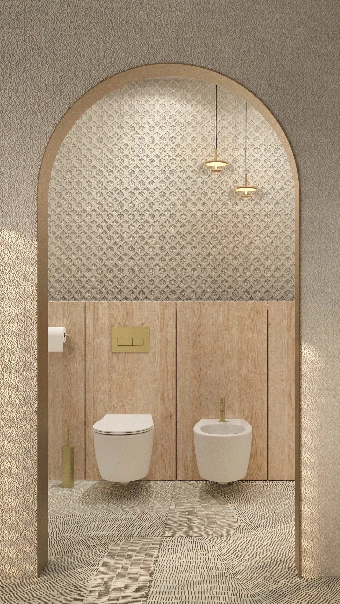 DEANTE Freestanding Toilet Brush Brushed Gold 375 mm ADI R712