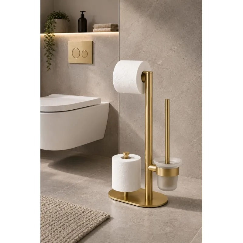 Deante Paper Stand - 3-Function, Brushed Gold, Free-standing, ADRR732