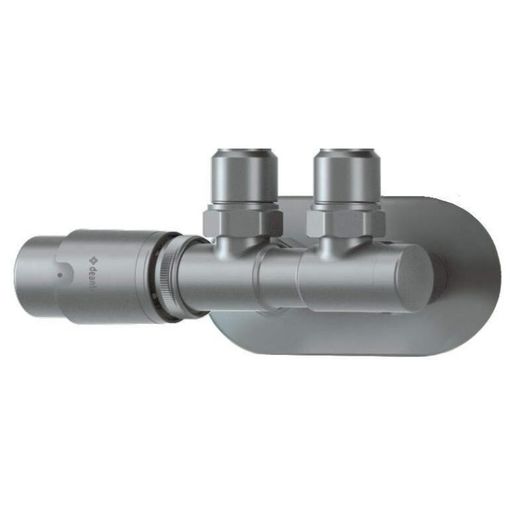 Deante Thermostatic Valve for Bathroom Radiator - Left - Brass, Matt Steel - G1/2