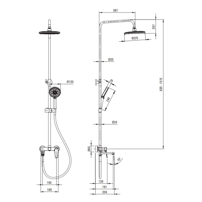 Deante Shower System Mixing Valve Chrome for NLI 01RK