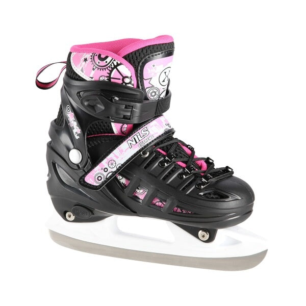 NILS NH10905 4in1 Black LED Inline Skates Size M (35-38) with Hockey Blade