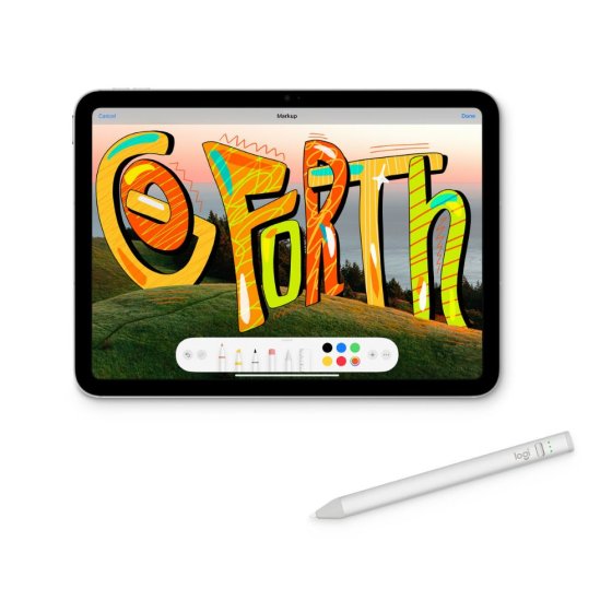 Logitech Crayon Stylus - SILVER (914-000074) + Combo Touch Case for iPad (10th gen) Grey (920-011441)