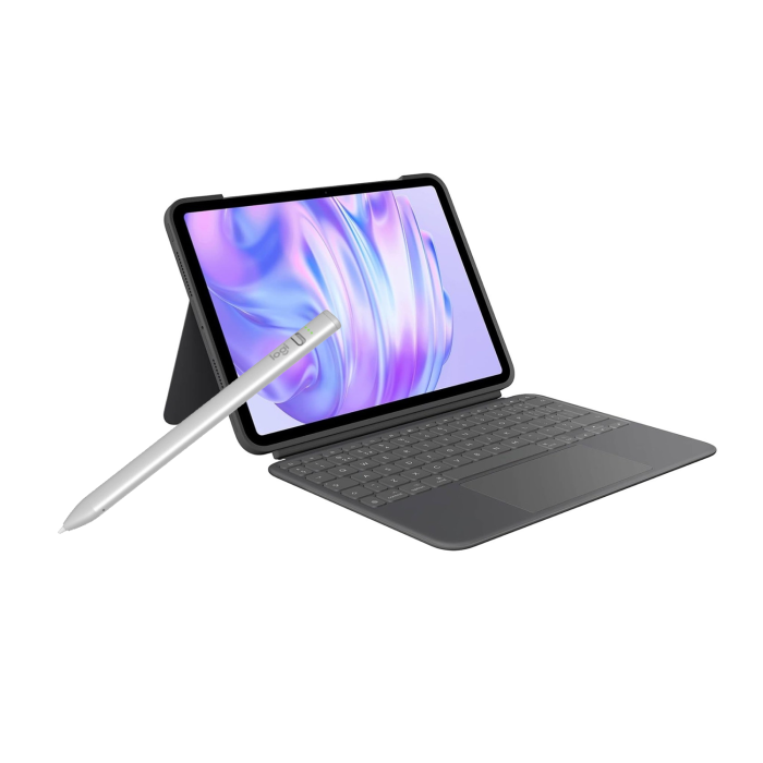 Logitech Crayon Stylus - SILVER (914-000074) + Combo Touch Case for iPad (10th gen) Grey (920-011441)