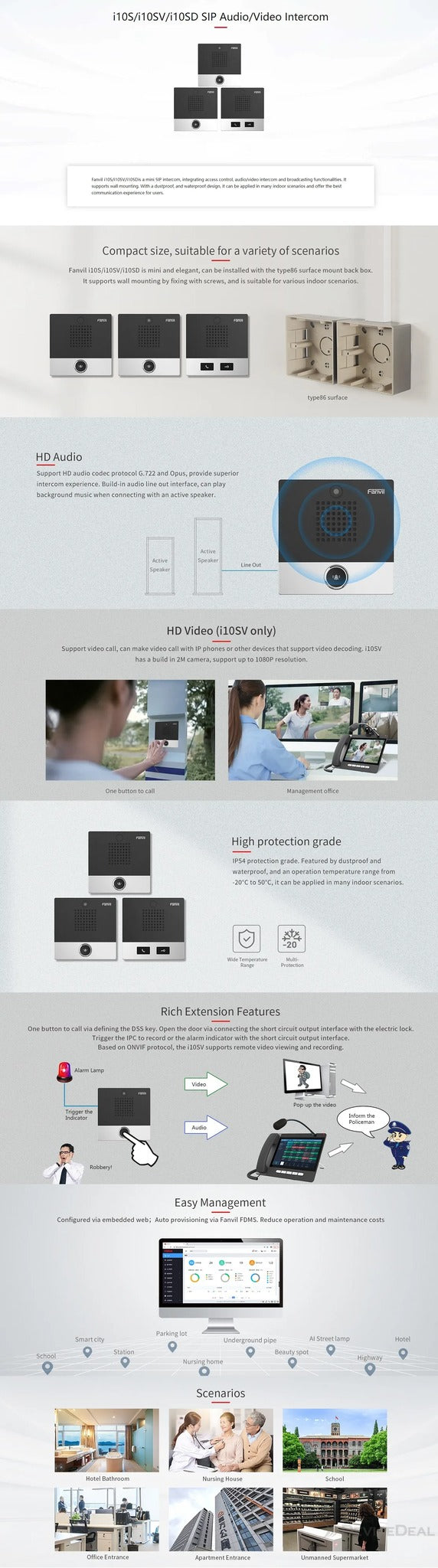 Fanvil I10SV Video Access System - 2 MP - Black - Metallic
