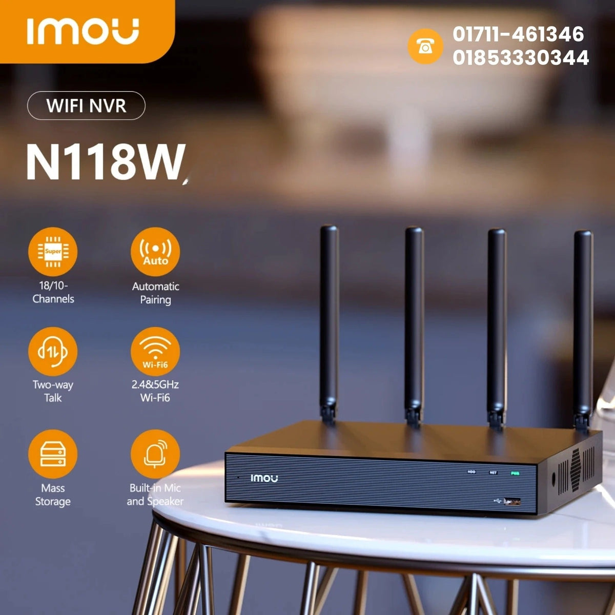 imou IP NVR 18 Channels Wi-Fi Recorder | Model: NVR-N118-8A0E-P