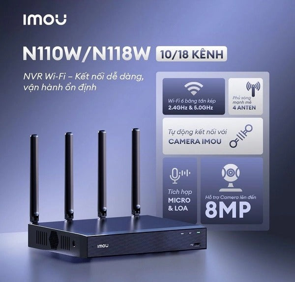 imou IP NVR 18 Channels Wi-Fi Recorder | Model: NVR-N118-8A0E-P