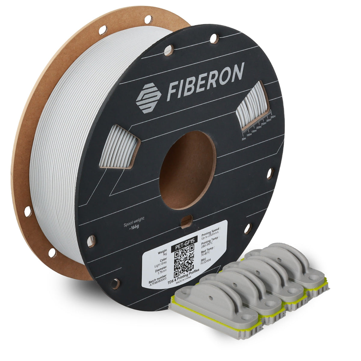POLYMAKER FIBERON - PET-GF15 1.75 mm - Light Grey - 0.5 kg - 3D Filament - FL02004