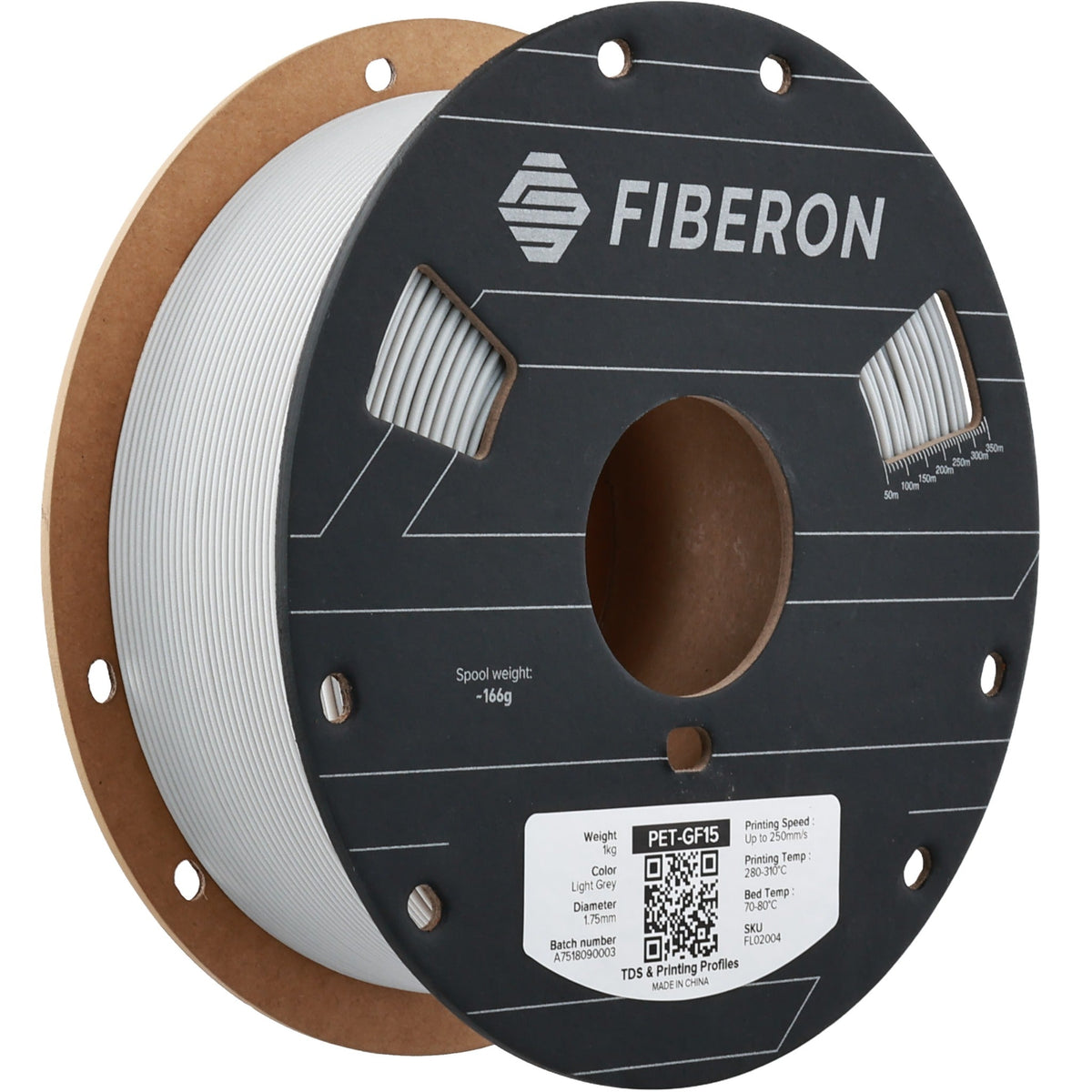 POLYMAKER FIBERON - PET-GF15 1.75 mm - Light Grey - 0.5 kg - 3D Filament - FL02004