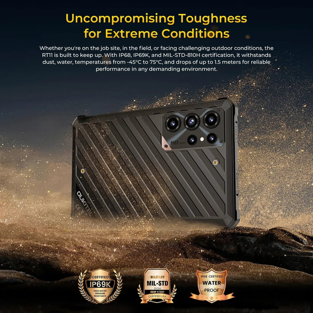 OUKITEL Tablet RT11 5 G 8GB/128GB Black Rugged 10000mAh