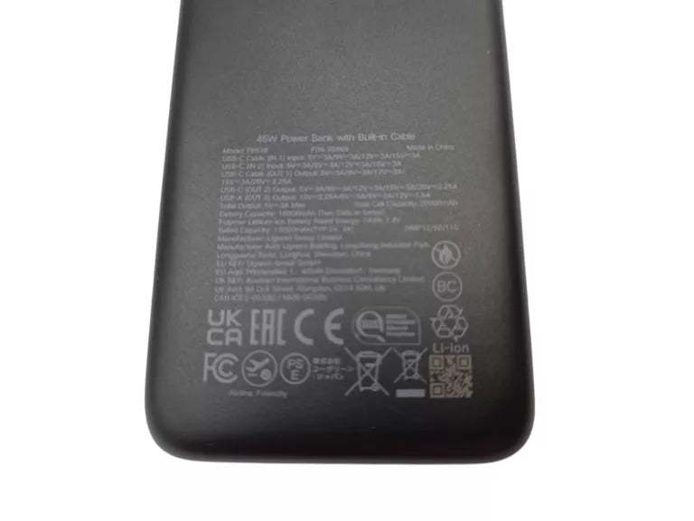 UGREEN PB536 20000mAh 45W Powerbank with USB-A USB-C Integrated Cable Grey 55988B