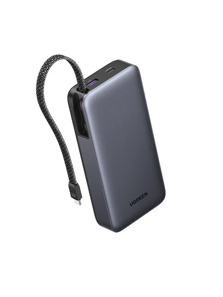UGREEN PB536 20000mAh 45W Powerbank with USB-A USB-C Integrated Cable Grey 55988B