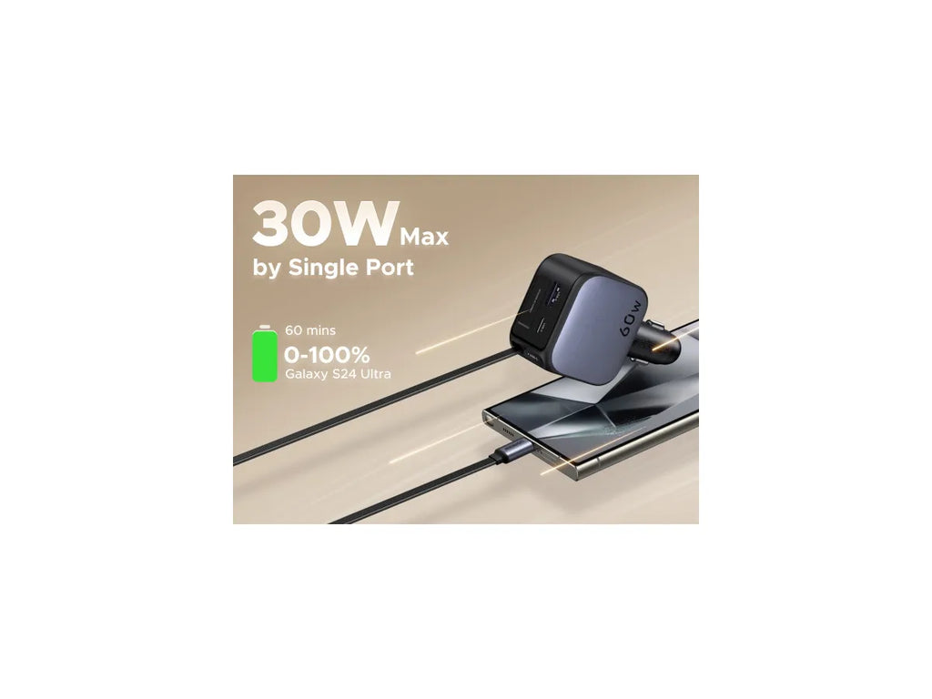 Ugreen Fast Car Charger, 2-Port, 60W (55212B)