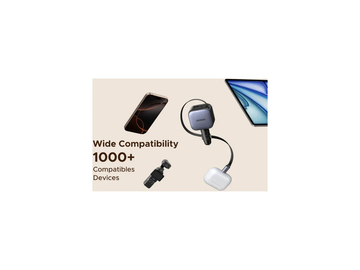 Ugreen Fast Car Charger, 2-Port, 60W (55212B)