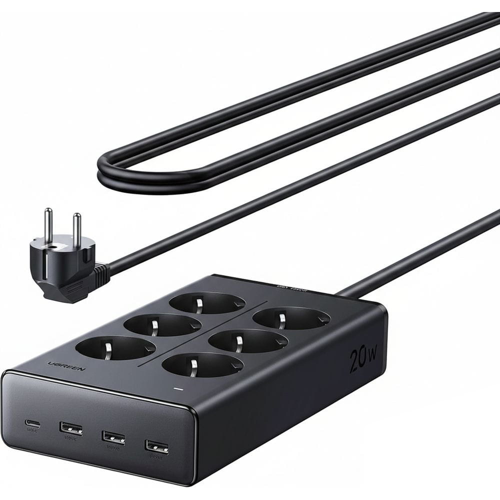 UGREEN S622 Power Strip 6xAC + 3xUSB + USB-C 1.5 m Black Model: UGREEN/75141