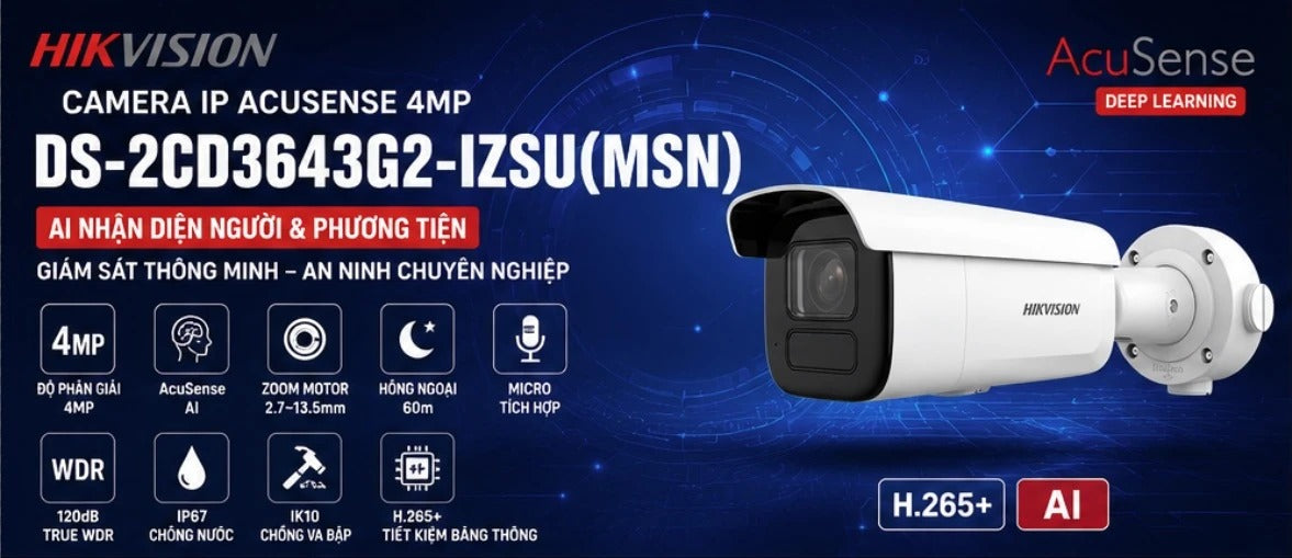 Hikvision DS-2CD3643G2-IZSU 2.7-13.5 mm B Bullet 4MP Smart IP Camera