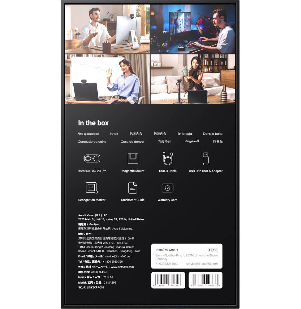 Insta360 Link2C Pro Webcam 4K AI Features Black (Link2C Pro)