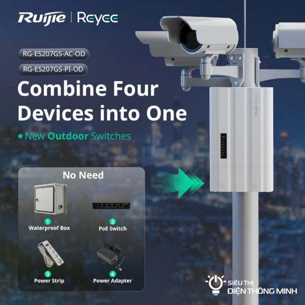 SWITCH POE RG-ES207GS-AC-OD 4-PORTOWY + 1X UPLINK + 2X SFP IP65 REYEE