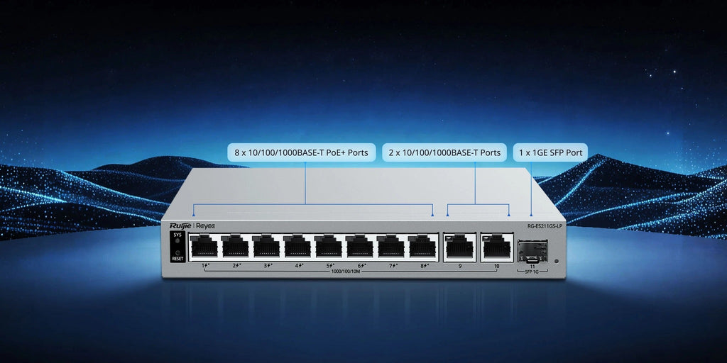 SWITCH POE RG-ES211GS-LP 8-PORTOWY + 2X UPLINK + 1X SFP REYEE