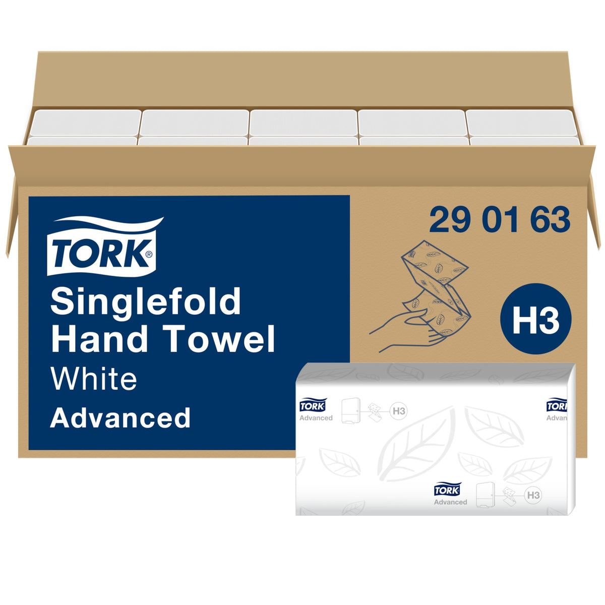Tork 2-Ply Advanced Embossed Single Fold Hand Towel 24.8 cm White (290163)