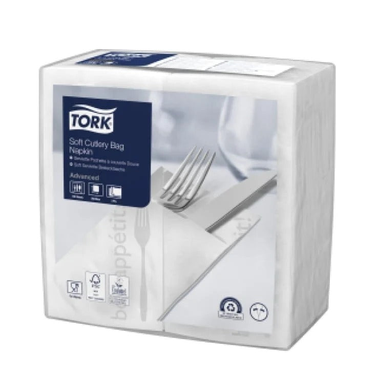 TORK 1200 Soft Cutlery Pockets Bon Appetit White 9.8 x 19.8 cm (470262)