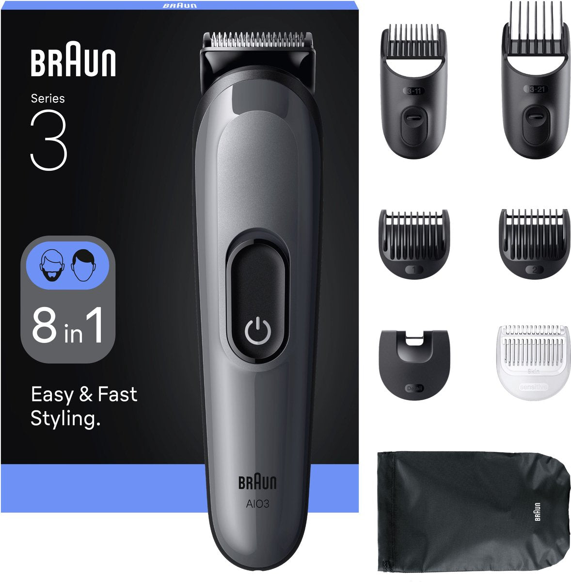 Braun Series 3 All-In-One Style Kit AIO3540 Hair Clipper Grey (AIO3540)