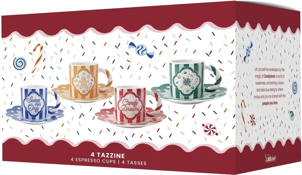 BIALETTI NCANDY003 Set of 4 Cups with Saucers 1077 g 127 mm Width 165 mm Length 115 mm Height