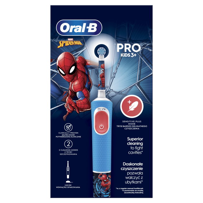 Oral-B Vitality Pro Spiderman Toothbrush - 2 Brushing Modes, Fun Design