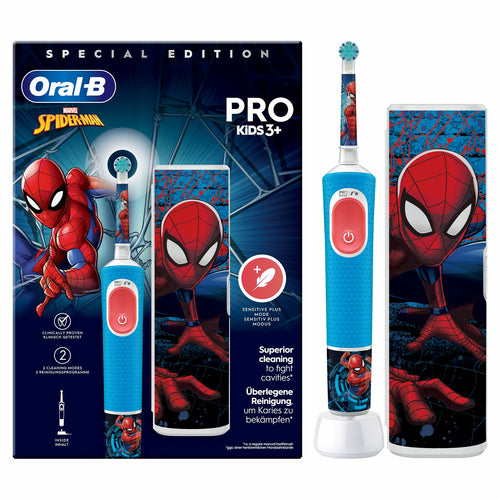 Oral-B Vitality Pro Kids Spiderman Children's Toothbrush - Rotating-Vibrating - Blue/Red