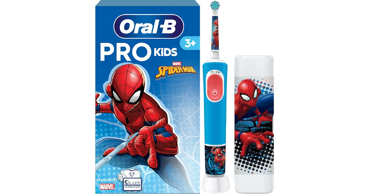 Oral-B Vitality Pro Kids Spiderman Children's Toothbrush - Rotating-Vibrating - Blue/Red