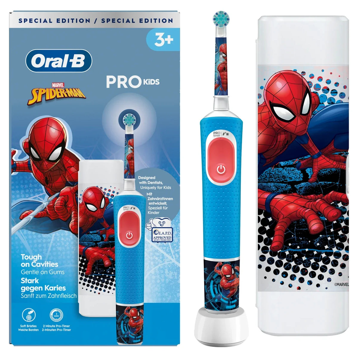 Oral-B Vitality Pro Kids Spiderman Children's Toothbrush - Rotating-Vibrating - Blue/Red