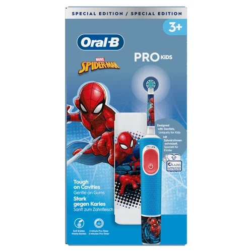Oral-B Vitality Pro Kids Spiderman Children's Toothbrush - Rotating-Vibrating - Blue/Red