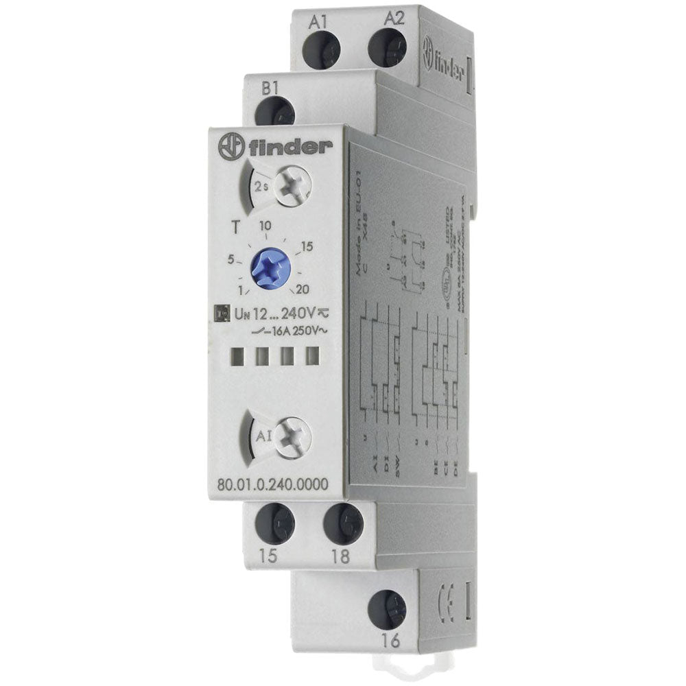 FINDER S.p.A. Multifunction Timer 0.05s-100h for DIN Rail Mounting (86.30.0.024.0000T)