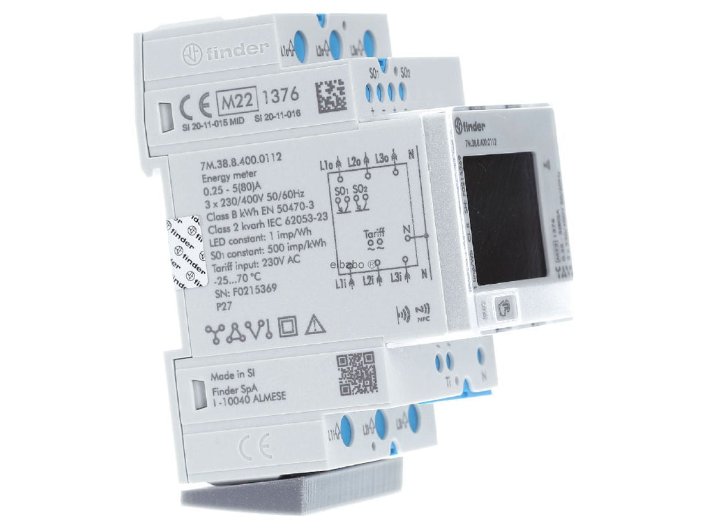 Finder 7 M.38.8.400.0112 Digital Electricity Meter 80 A 2-Way Rail-Mount