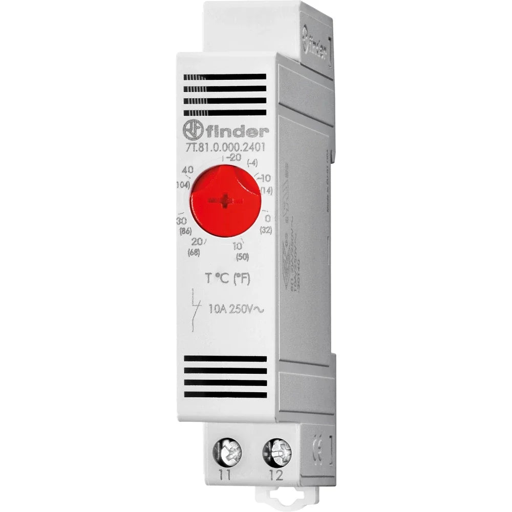 Finder Control Cabinet Thermostat 250V AC 17.5x88.8 mm 1 Normally Open Contact 7T.81.0.000.2402