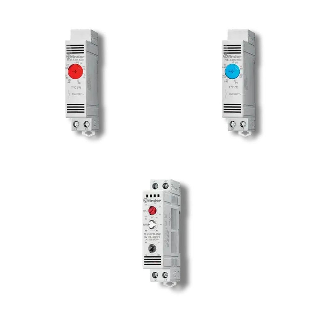 Finder Control Cabinet Thermostat 250V AC 17.5x88.8 mm 1 Normally Open Contact 7T.81.0.000.2402