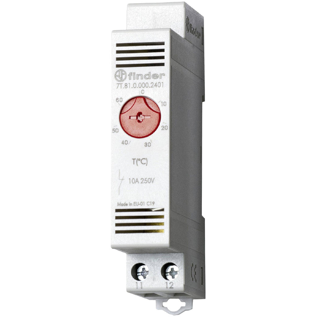 Finder Control Cabinet Thermostat 250V AC 17.5x88.8 mm 1 Normally Open Contact 7T.81.0.000.2402