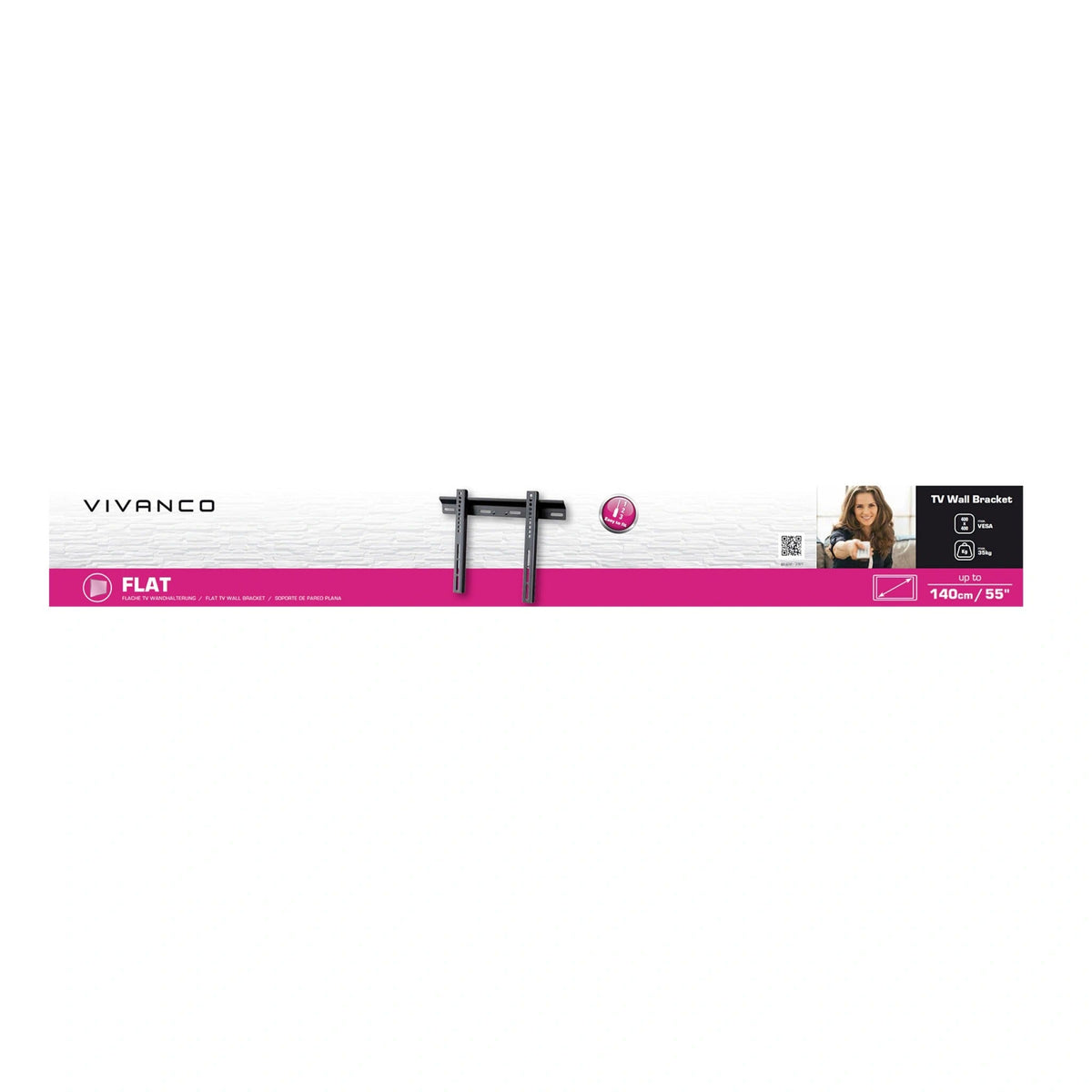Vivanco Wall Mount for Flat Screen TVs - Min. Screen Size 25 cm/ 22 inches - VVTVFIX55INCH35KG