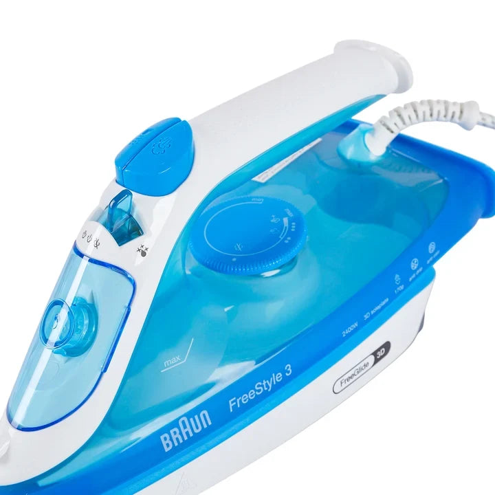 Braun FI 3144 BL Dry & Steam Iron, Ceramic Soleplate, 2400 W, Blue (0127408002)