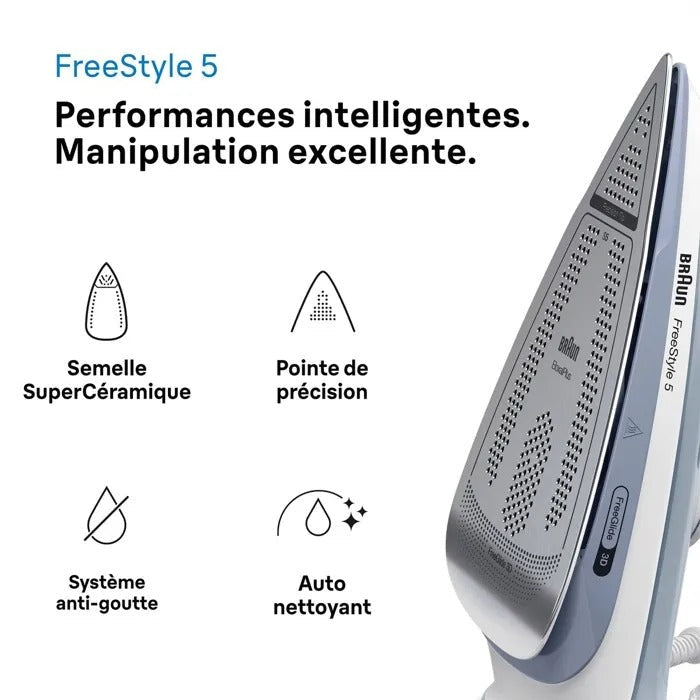 Braun TexStyle 5 SI 5078 GY - Dry & Steam Iron - 2800 W - EloxalPlus Soleplate - Grey/White