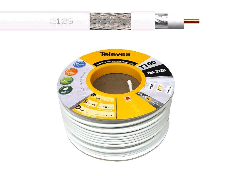 COAXIAL CABLE Televes T-100 PVC Eca CLASS A - 100 m