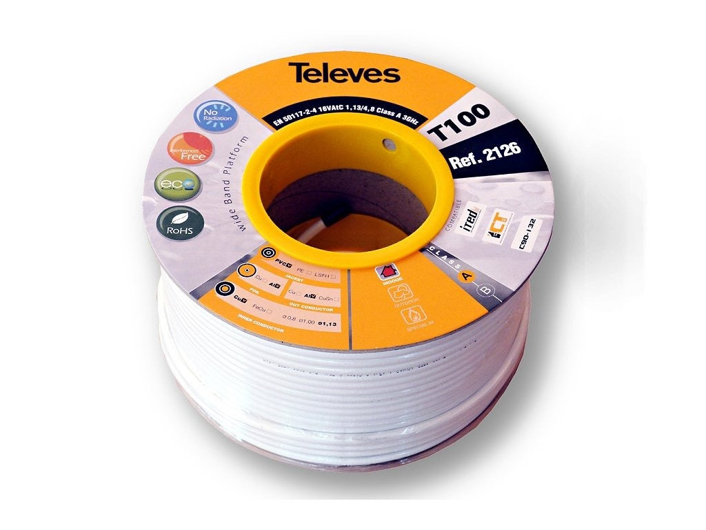 COAXIAL CABLE Televes T-100 PVC Eca CLASS A - 100 m
