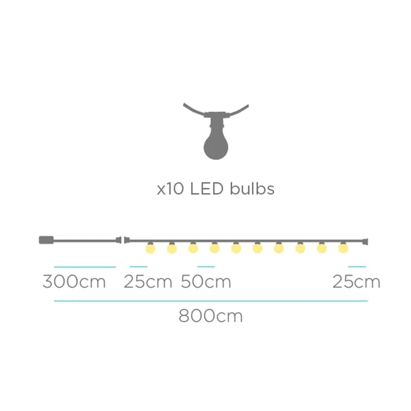 Allegra LED String Lights with Jute Cord and Plug-in Cable IP44