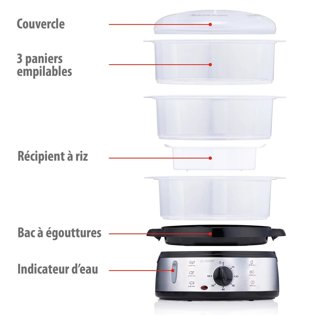ALPINA Electric Steamer 800 W 270 mm Width 270 mm Length 250 mm Height Model ALP-SI-58686