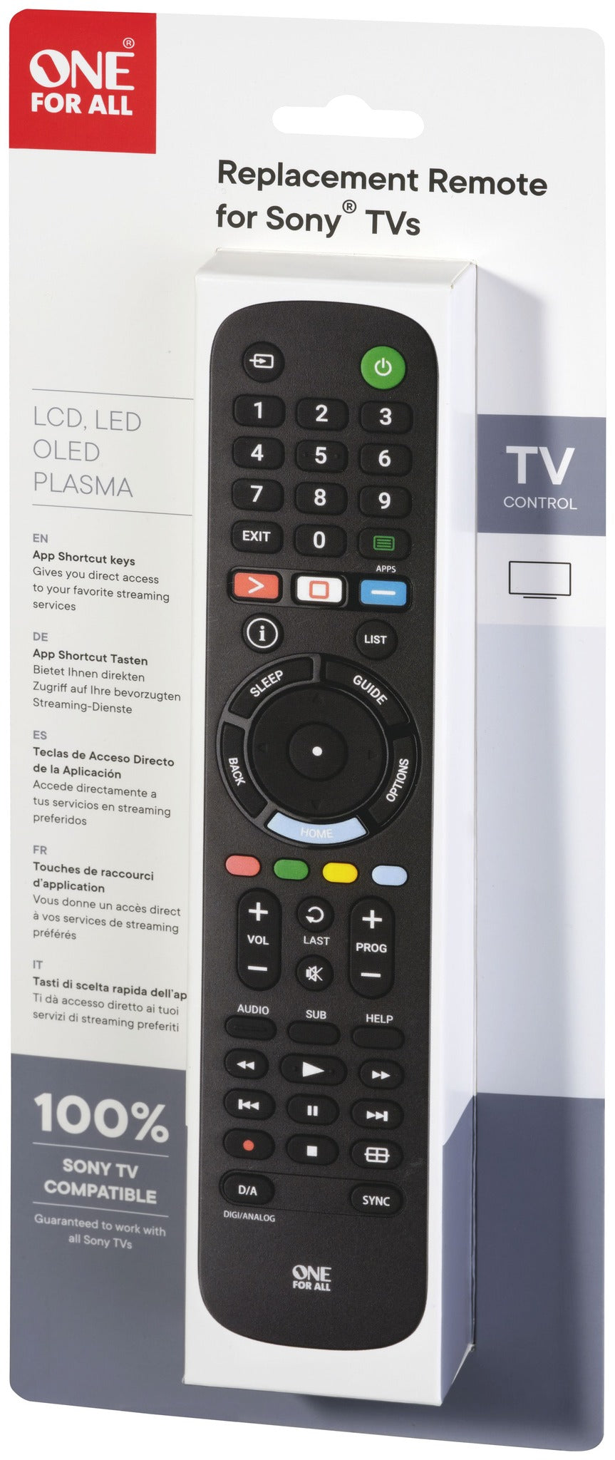 Universal One for All Remote Control for Sony TVs - URC4912