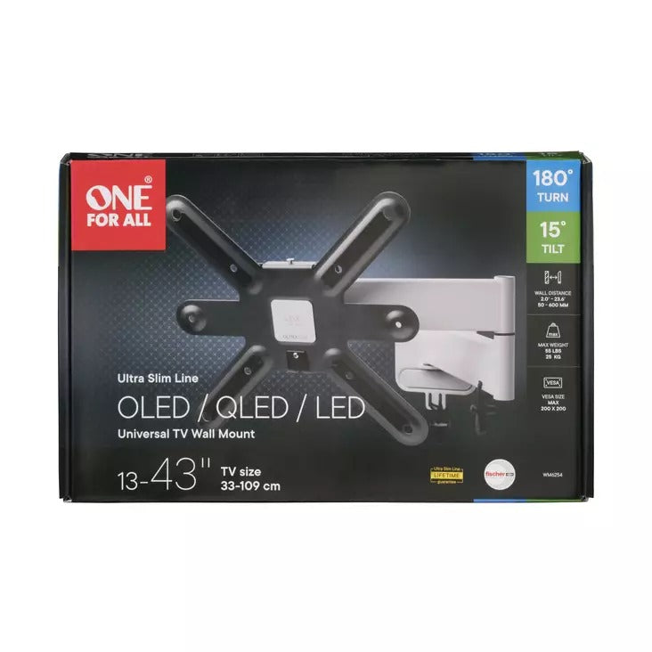 One for All WM 6254 - Ultraslim TURN 180 TV Wall Mount - 13" to 43" - Black WM6254