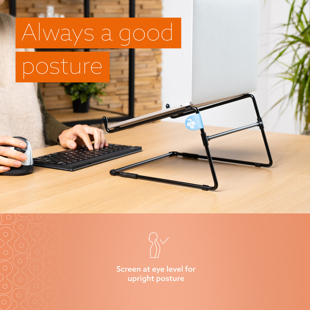 R-Go Laptop Stand 10-22 inch Max 5 KG Steel Black RGOSC020BL Max.5KG
